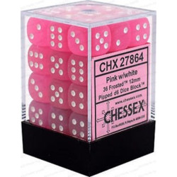 Chessex Dice Sets: Pink/White Frosted 12mm d6 (36)