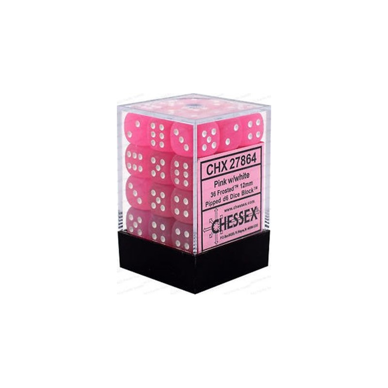 Chessex Dice Sets: Pink/White Frosted 12mm d6 (36)