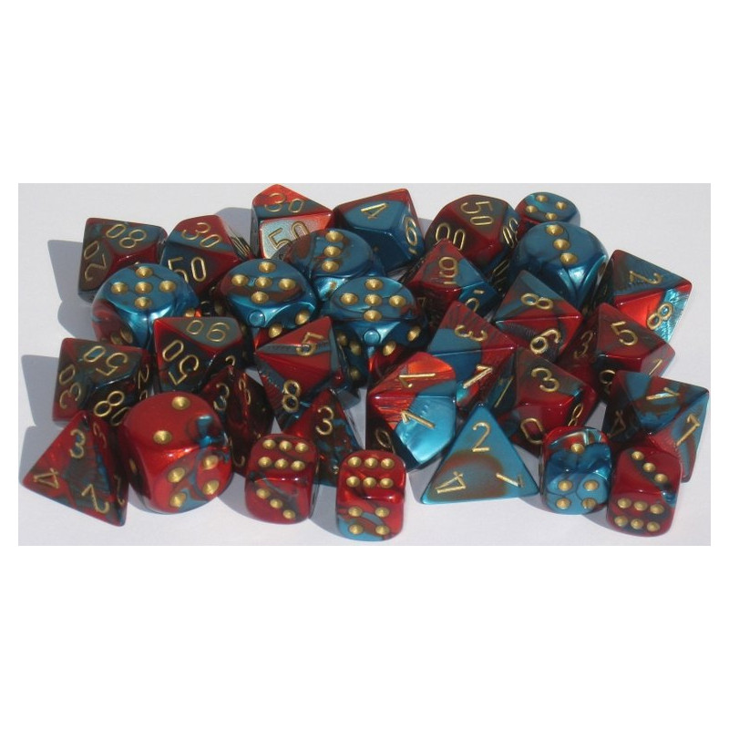 Gemini Polyhedral 7-Dice Set Red-Teal/Gold