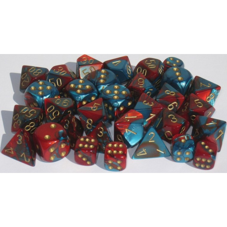 Gemini Polyhedral 7-Dice Set Red-Teal/Gold