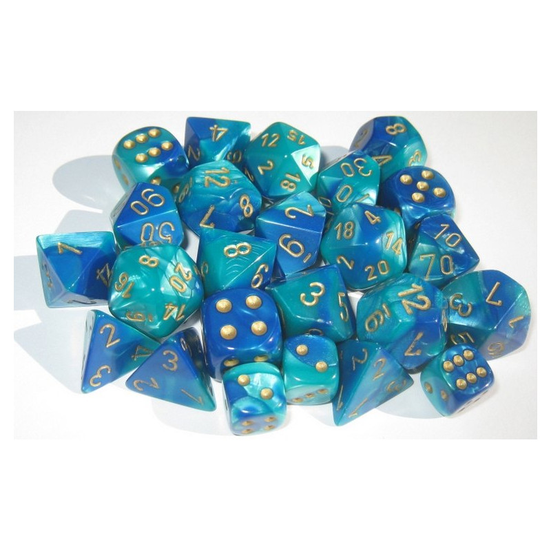 Gemini Polyhedral 7-Dice Set Blue-Teal/Gold