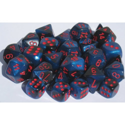 Gemini Polyhedral 7-Dice Set Black-Starlight/Red