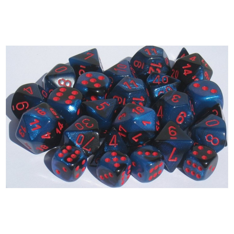 Gemini Polyhedral 7-Dice Set Black-Starlight/Red