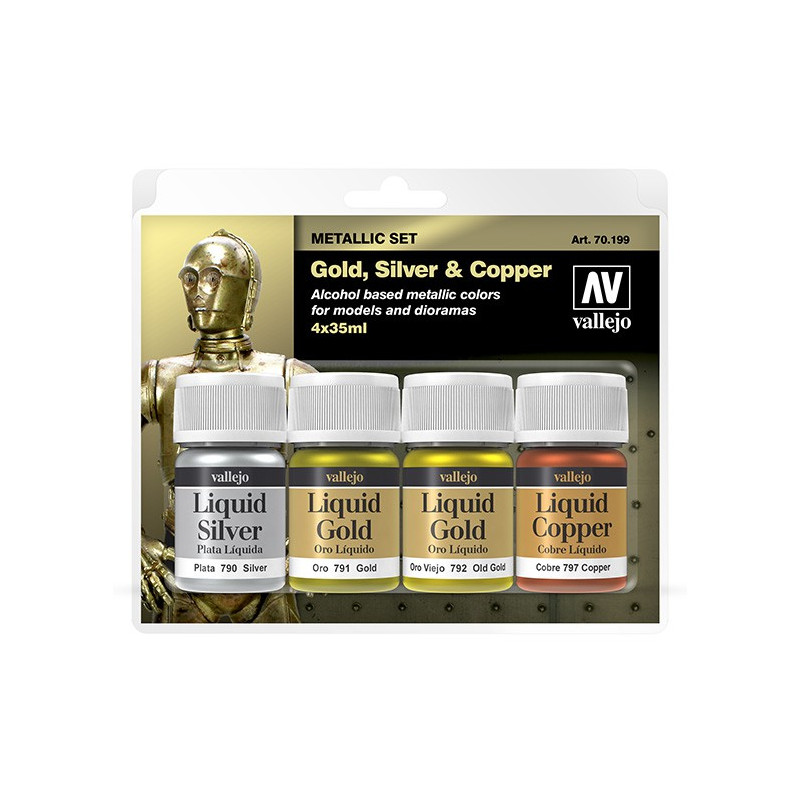 Metallic Set: Oro, Playa y Cobre 4x35ml.