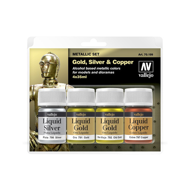 Metallic Set: Oro, Playa y Cobre 4x35ml.