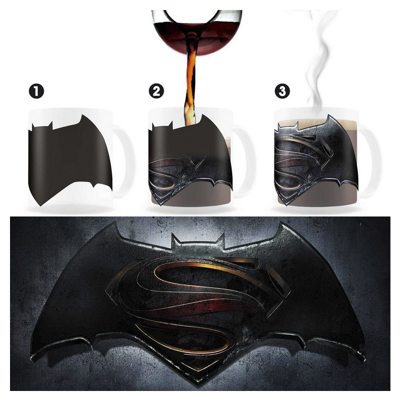 Logo Taza Termica Transparente Batman V Superman DC