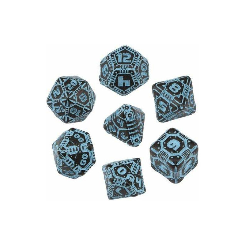 Set 7 Dados Tech Negro/Azul