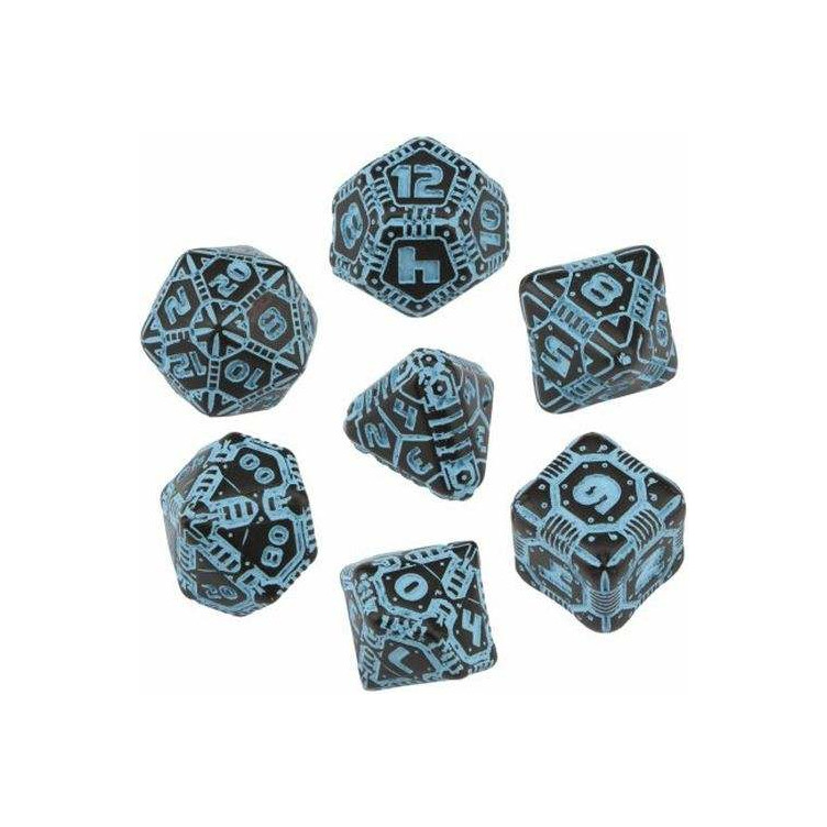 Set 7 Dados Tech Negro/Azul