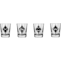 Set 4 Mini vasos Logos Batman V Superman DC