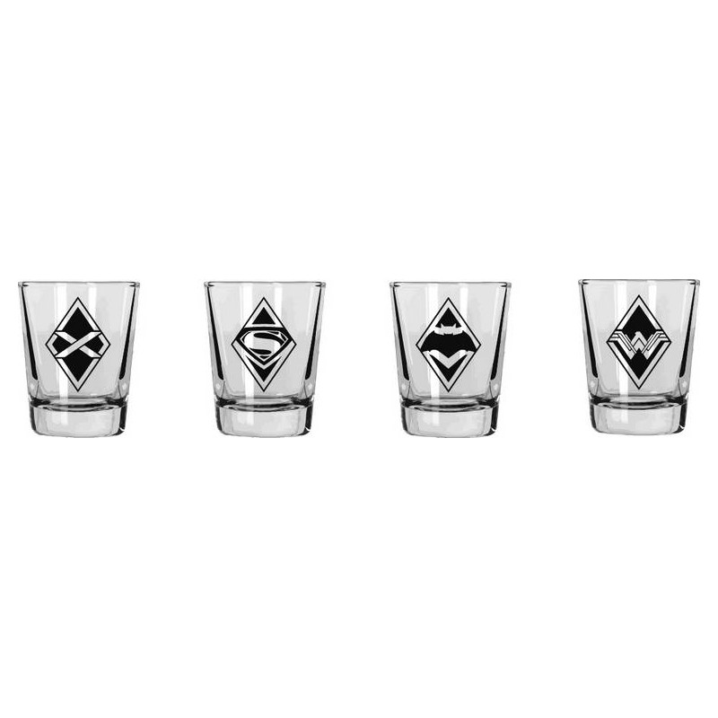 Set 4 Mini vasos Logos Batman V Superman DC