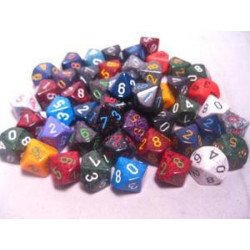 Bag of 50 Asst. Loose Speckled Polyhedral d10 Dice