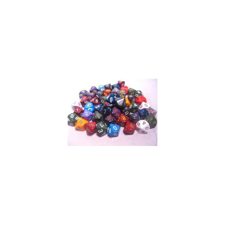 Bag of 50 Asst. Loose Speckled Polyhedral d10 Dice