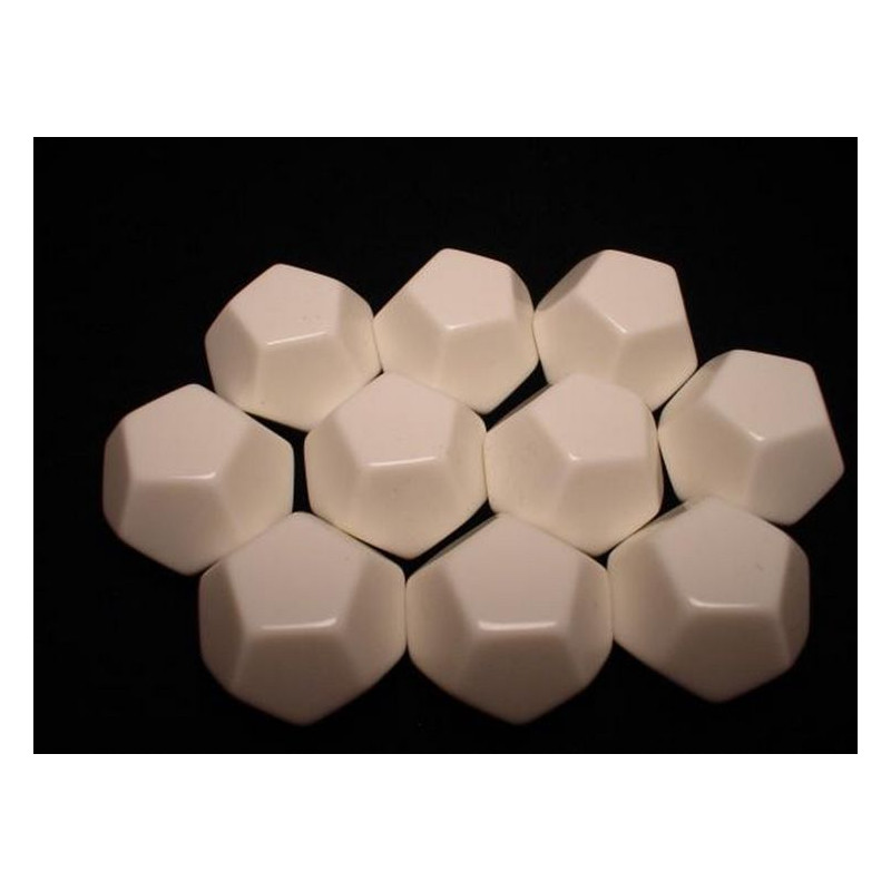 Opaque Polyhedral White Blank 12-sided dice (1)