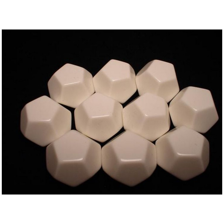 Opaque Polyhedral White Blank 12-sided dice (1)