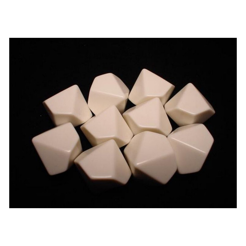 Opaque Polyhedral White Blank 10-sided dice (1)