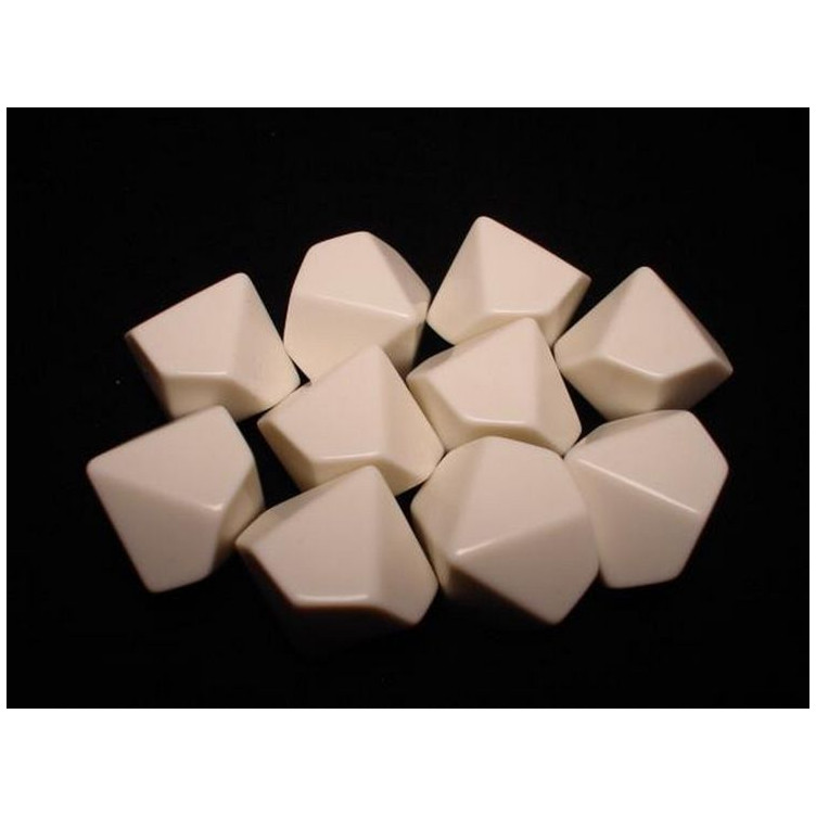 Opaque Polyhedral White Blank 10-sided dice (1)