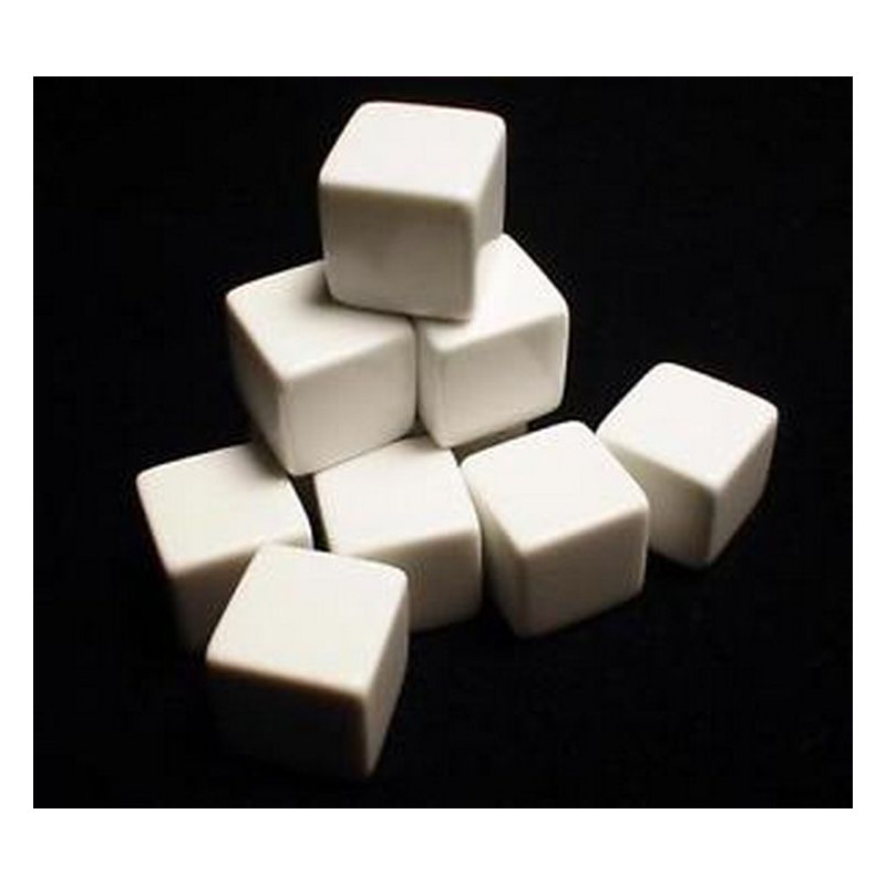 Opaque Polyhedral White Blank 6-sided dice (1)