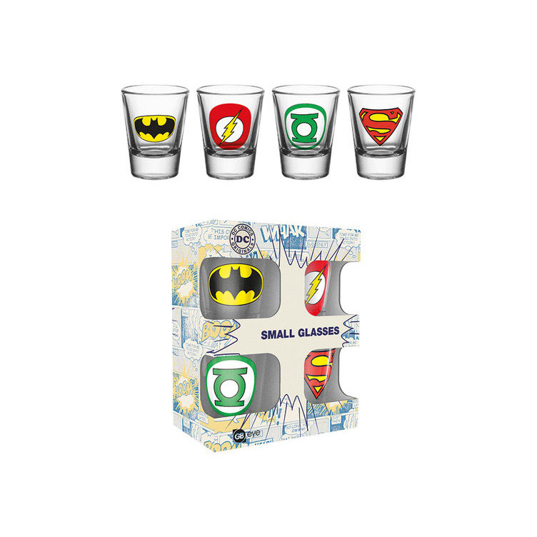 DC Comics Pack de 4 Vasos de Chupitos Logo Mix