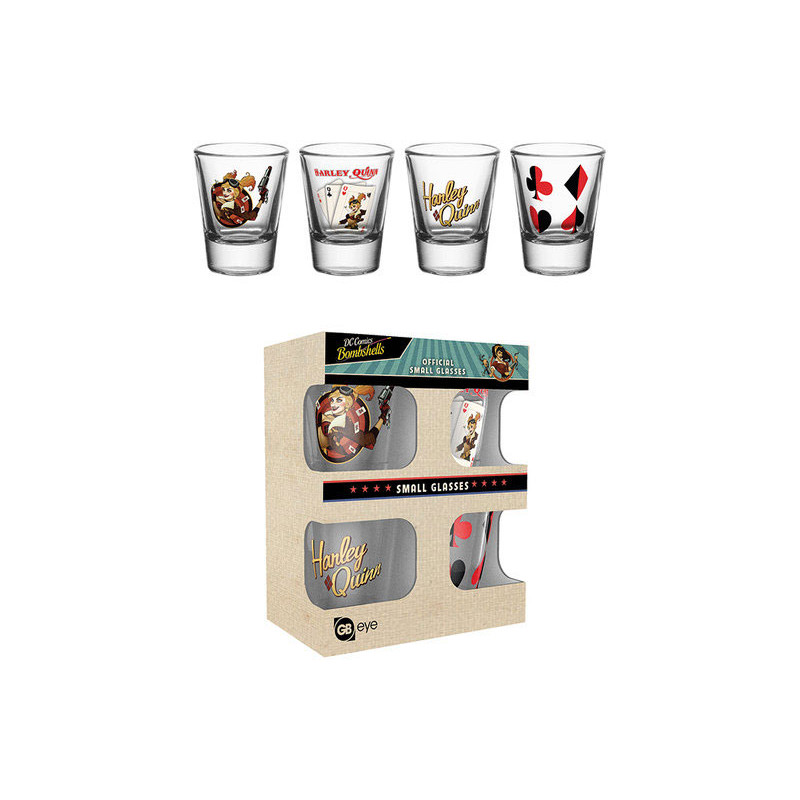 DC Comics Bombshells Pack de 4 Vasos de Chupitos Harley Quinn