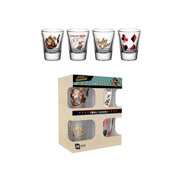 DC Comics Bombshells Pack de 4 Vasos de Chupitos Harley Quinn