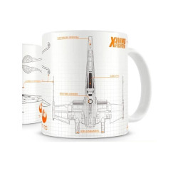 X-Wing Blueprint Taza Blanca-naranja Ceramica Star Wars EP7