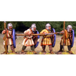 More Unarmoured Spearmen, helmet & shield (4)