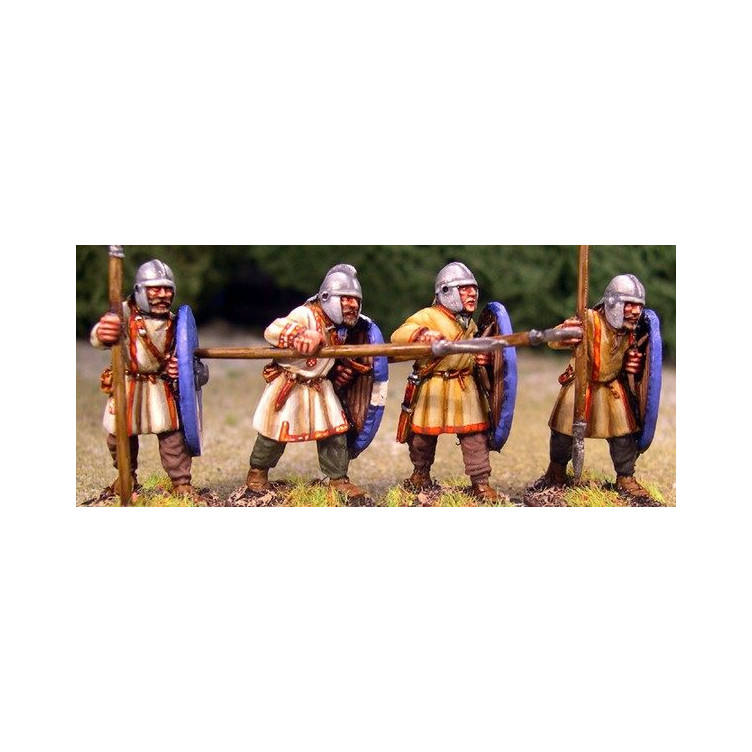 More Unarmoured Spearmen, helmet & shield (4)