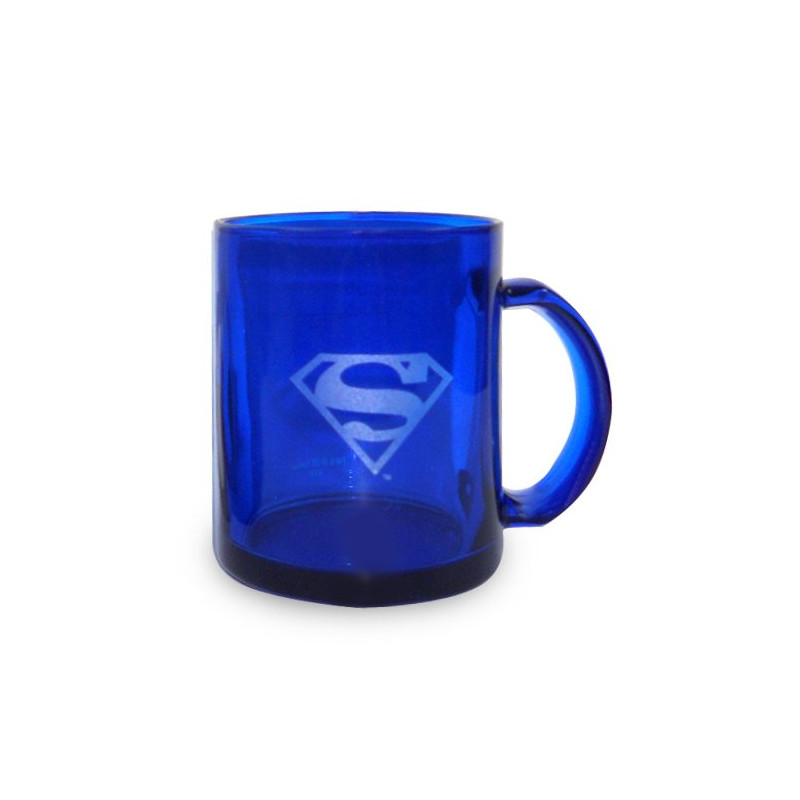 Superman Logo Taza Cristal Azul Transparente DC