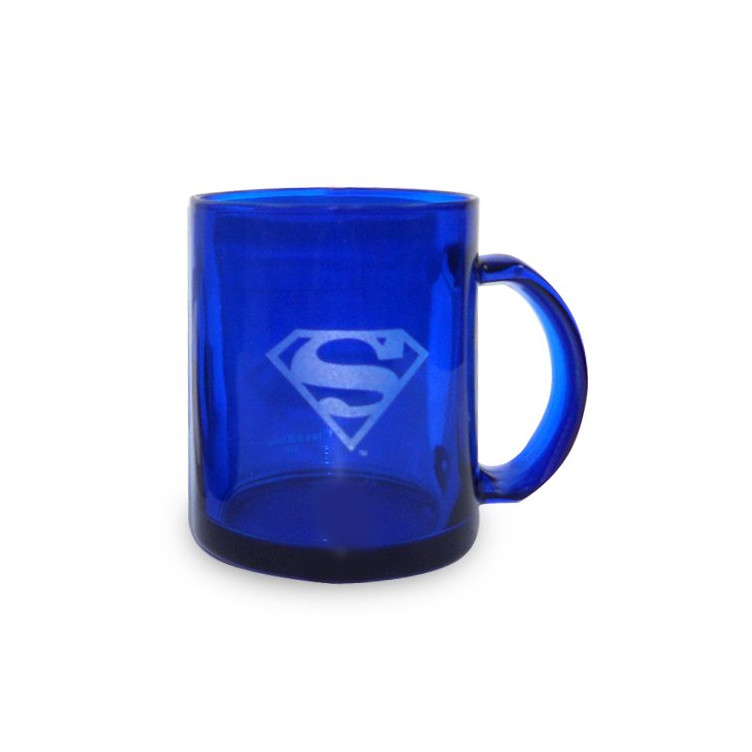 Superman Logo Taza Cristal Azul Transparente DC