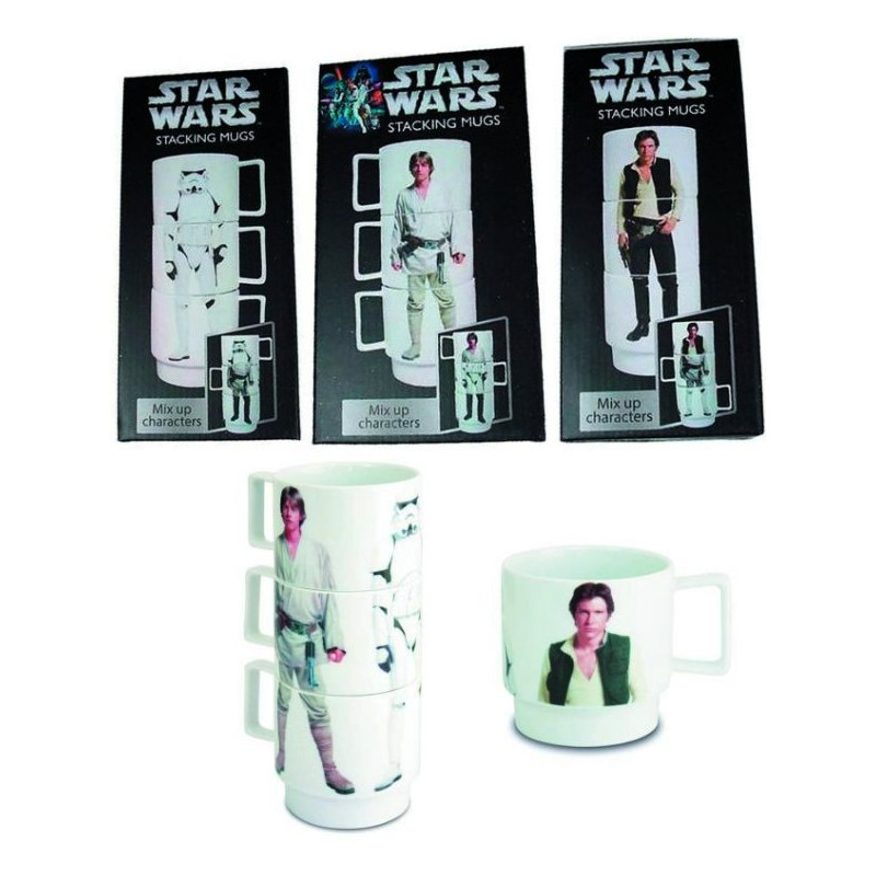 Star Wars - Set de 3 Tazas Apilables Luke, Han Solo y Stormtroop