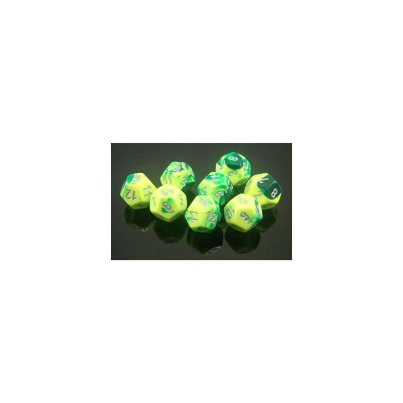 Gemini Polyhedral Green-Yellow w/silver 7-Die Set