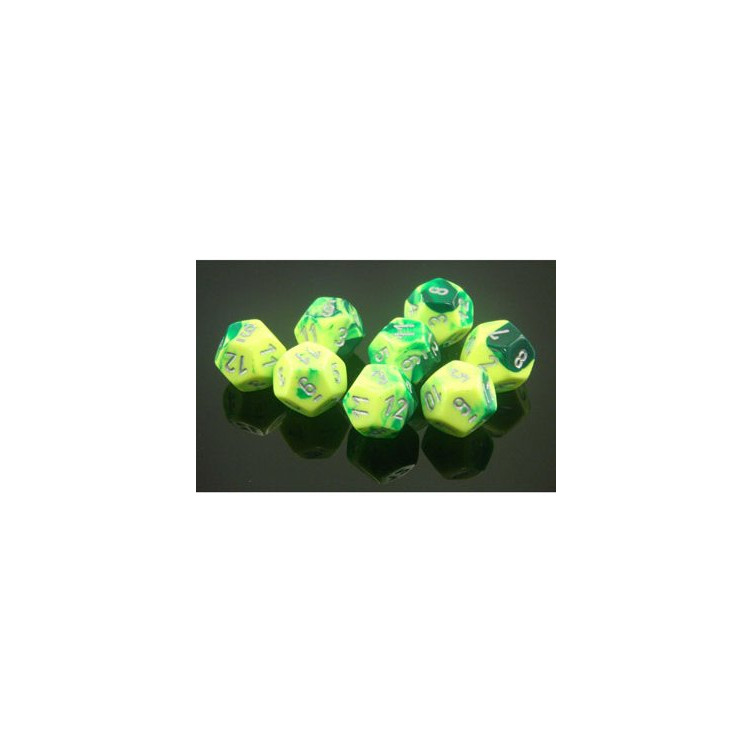 Gemini Polyhedral Green-Yellow w/silver 7-Die Set