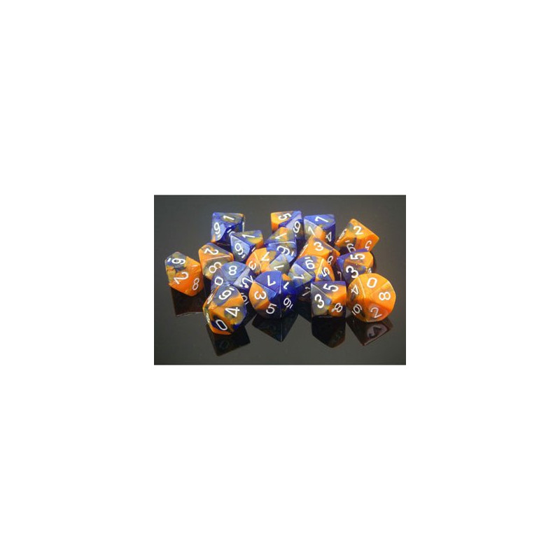 Gemini Polyhedral Blue-Orange w/white Set of Ten d10's