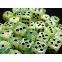 Vortex Bright Green/black12mm d6 (36 Dice)