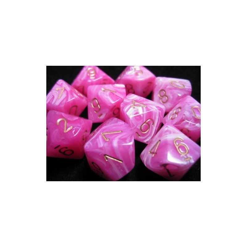 Polyhedral d10 Set Vortex Pink/gold (10 Dice)