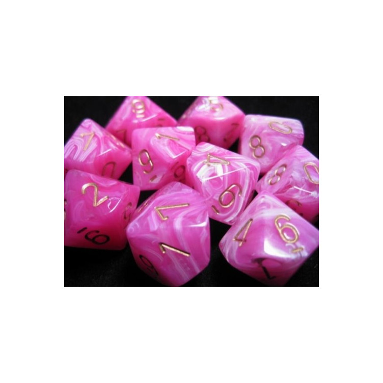 Polyhedral d10 Set Vortex Pink/gold (10 Dice)