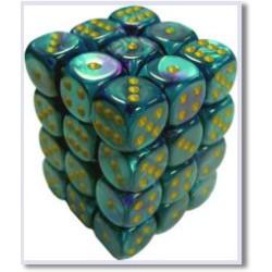 Gemini 12mm d6 Purple-Teal w/gold (36 dice)