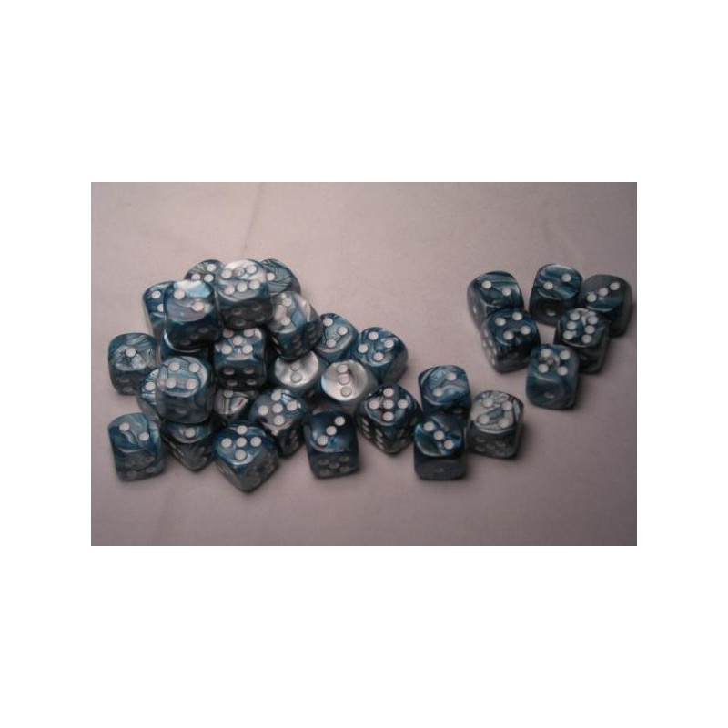 Lustrous Slate/white 12mm d6 (36 Dice)