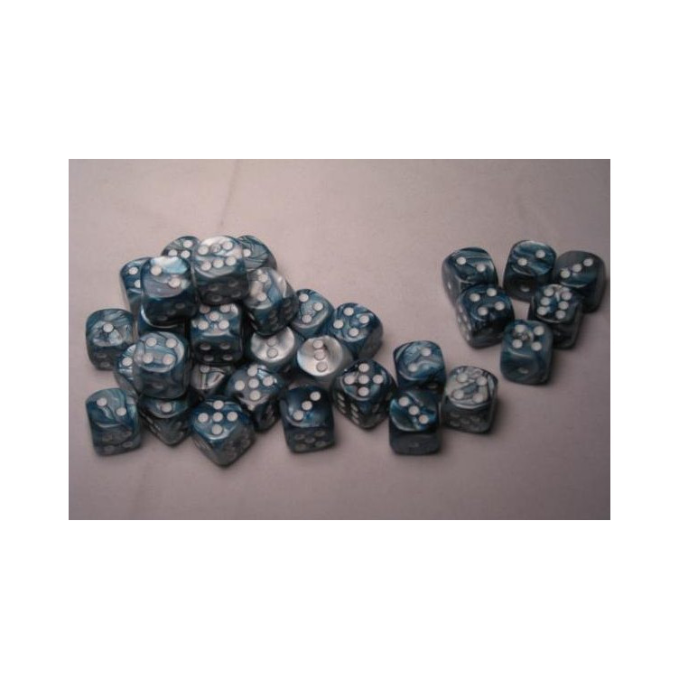 Lustrous Slate/white 12mm d6 (36 Dice)