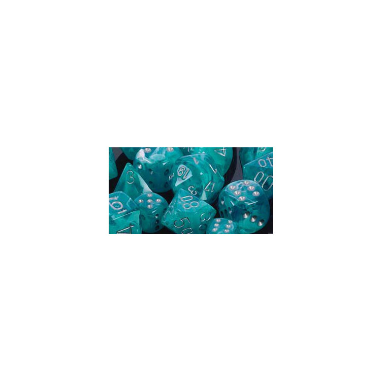 Cirrus Aqua/silver 12mm d6 (36 Dice)