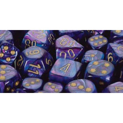 Lustrous Purple/gold 16mm d6 (12 Dice)