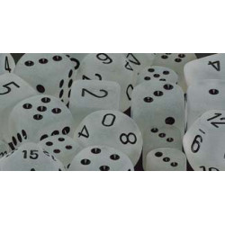 Frosted Clear/black 16mm d6 (12 Dice)