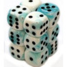 Gemini 16mm d6 White-Teal w/black (12 Dice)