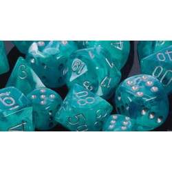 Polyhedral d10 Set Cirrus Aqua/silver (10 Dice)