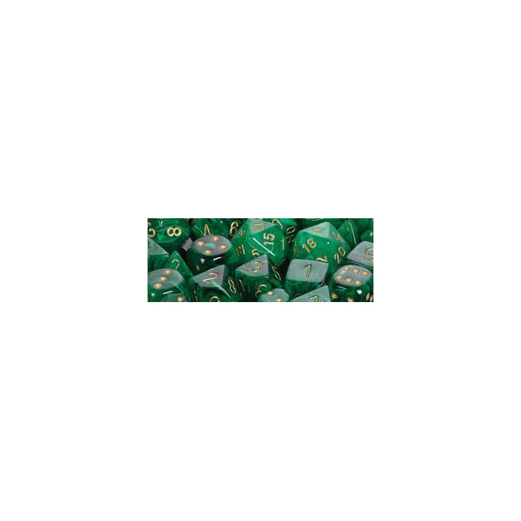 Polyhedral d10 Set Vortex Green/gold (10 Dice)