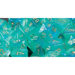 Polyhedral d10 Set Borealis Light Green/gold (10 Dice)