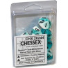 Gemini Polyhedral d10 Set White-Teal w/black (10 Dice)