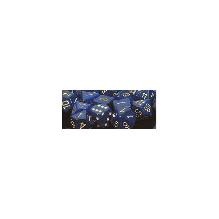 Speckled Polyhedral d10 Set Golden Cobalt (10 Dice)