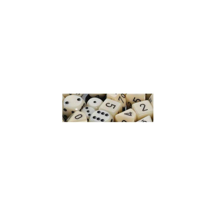 Opaque Polyhedral d10 Set Ivory/black (10 Dice)