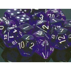 Translucent 16mm d6 Purple/white (12 Dice)